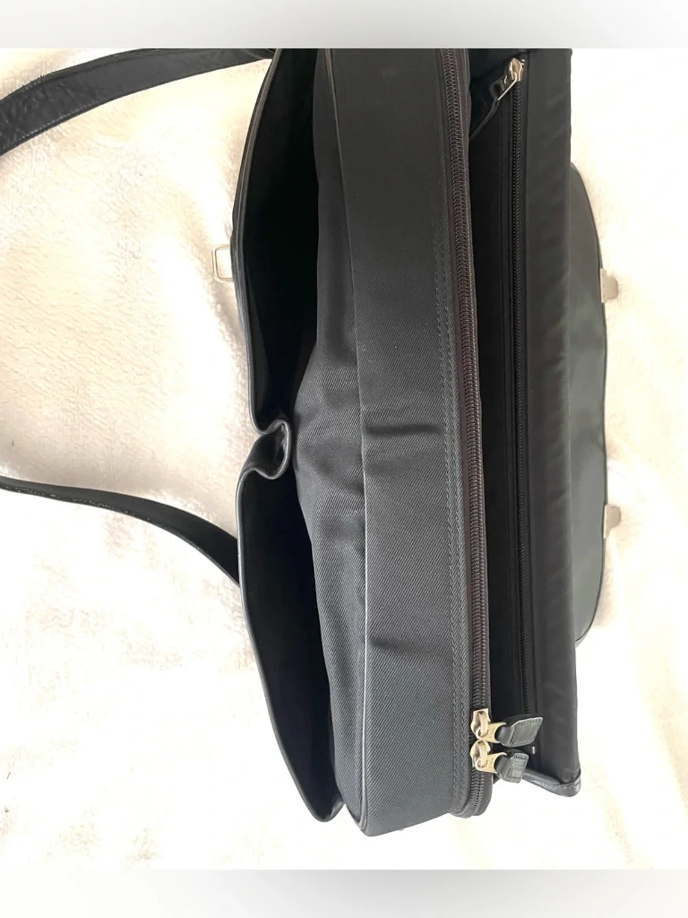 Vintage Coach Black Leather & Nylon Briefcase w/ Padded Laptop Compartment